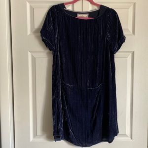 Crushed velvet blue Anthropology dress